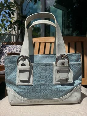 Coach Soho Signature Tote Baby Blue Y2K with COA